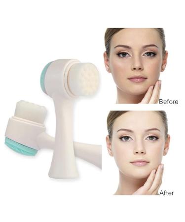 2-in-1 Silicone Face Cleaning Brush - 3D Dual Scrubber for Deep Pore Peeling & Makeup Massage - Soft Bristles for All Skin Types - Blue - Buy Online on GoSupps.com