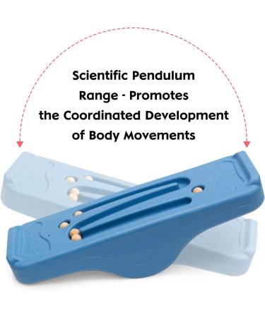 Kids Rocking Seesaw Balance Board with 5 Wooden Balls - Sensory Training Toy for Children - Blue - Buy Online on GoSupps.com