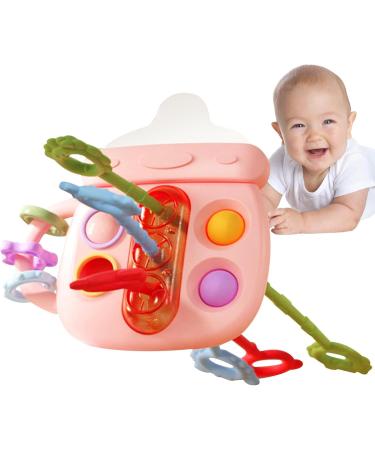Buy Sensory Tensile Cutting Toys - Bottle-Shaped Dental Aid for Babies & Kids | Silicone Teething Toys in Sweet Pink - Buy Online on GoSupps.com