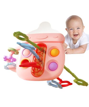 Buy Children's Activity Toys | Silicone Teething & Chewable Designs | Train Cord & Bottle Shape - Sweet Pink - Buy Online on GoSupps.com