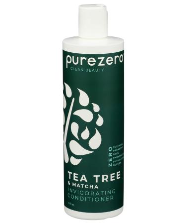 Purezero Tea Tree & Matcha Conditioner - Minty Nourishing & Invigorating Scalp Treatment - Zero Sulfates Parabens Dyes Vegan and Cruelty Free - 12 oz