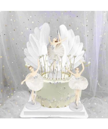 CYIOU 5pcs Ballet Cake Topper Gymnastics Cake Decorations Happy Birthday Cake Toppers Suitable For Wedding Party Birthday Cake Decoration (White) (BLBJ-Z7) 1