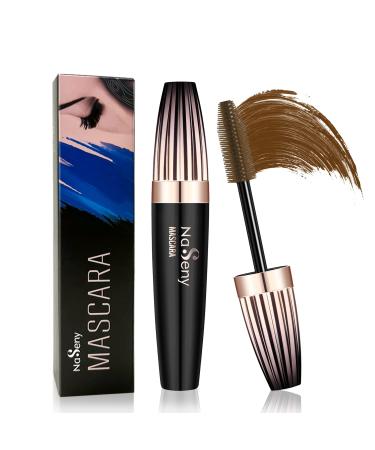 Naseny Brown Mascara Waterproof Volume And Length Silk Fiber Thickening And Lengthening Mascara Liquid Mascara Lash Extensions Smudge-Proof Long Lasting Thrive Lash Cosmetics Hypoallergenic For Sensitive Eyes
