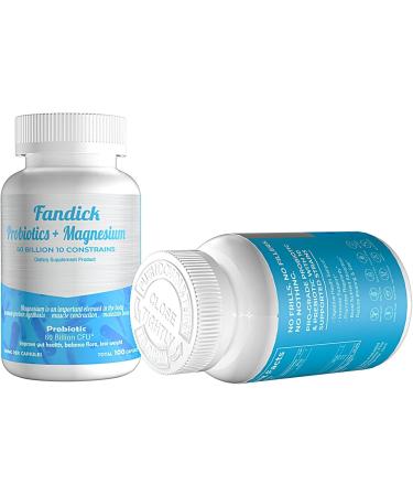 Probiotic Magnesium Capsules - 100 Capsules | 60 Billion CFU Probiotics | 110mg Magnesium Daily Supplement | Alleviate Fatigue & Obesity | Boost Immunity | Vegan & Sugar Free - 50 Day Supply - Buy Online on GoSupps.com