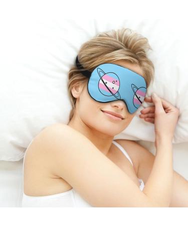 Transgender Flag Planet Sleep Mask - Adjustable Strap Eye Cover for Sleeping, Blocking Light - Unisex Night Travel Blindfold - Buy Online on GoSupps.com