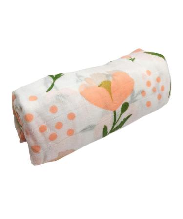 Little English Bamboo/Cotton Large Muslin Blankets for babies. Soft & comfortable blanket perfect for swaddling - Luxury Pram Blanket - Pink Flower - 120cm x 120cm