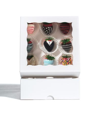 RomanticBaking 24 Pack Bakery Boxes (not include food)7" x 7" x 2 1/2"White Chocolate Covered Strawberries Boxes Cookies Boxes 24 7"x7"x2 1/2"