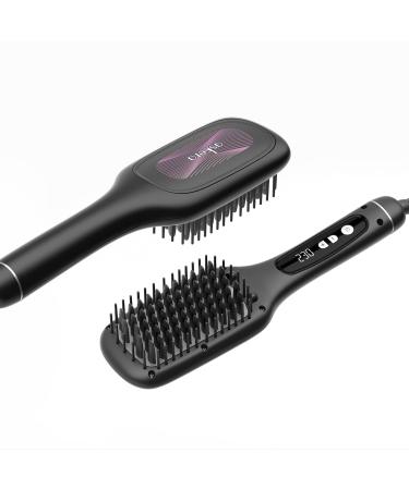 Hair Straightener Brush  Askera Negative Ion Ceramic Straightening Brush with 14 Temp Settings  Anti-Scald Feature & Temperature Lock & Auto-Off Function  Hot Comb with discolorable Back (Black Rose)