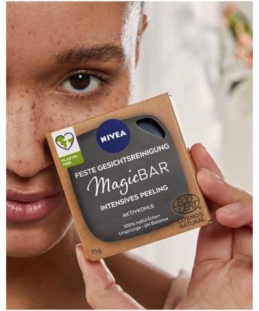 Nivea Magicbar Facial Cleansing Peeling Intensive Blackhead Treatment Certified Natural Cosmetics with Activated Carbon (75g) - Buy Online on GoSupps.com