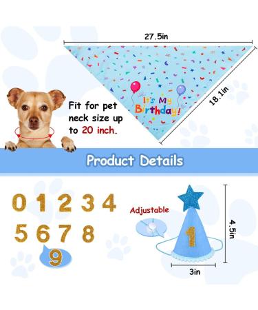 Yicostar Dog Birthday Party Supplies - Bandana Scarf & Birthday Hat Set for Dogs - Blue Pet Birthday Accessories - Buy Online on GoSupps.com