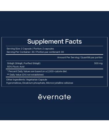 Evernate Shilajit Capsules 3-Month Supply 180 Capsules Pure Himalayan Shilajit for Men and Women 500mg per Serving (2 Capsules) 50% Fulvic Acid Boost Energy & Vitality Trace Minerals Immune Support Vegan-Friendly 60 count (Pack of 3) - Buy Online on GoSupps.com