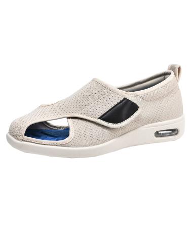 SDEQA Adjustable Diabetic Shoes for Elderly Mens Extra Wide Edema Swollen Shoes Breathable Lightweight Comfortable for Arthritis Edema Swollen 7.5 D