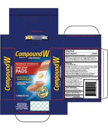 Compound W Wart Remover Pads - Maximum Strength, 14 Medicated One-Step Pads - Buy Online on GoSupps.com