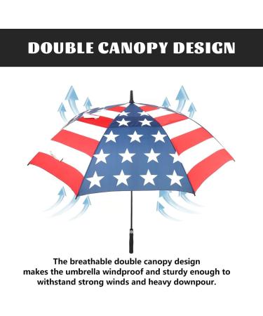 LLanxiry 68 Inch American Flag Golf Umbrella - Windproof, Automatic Open, Double Canopy, Vented Stick Umbrella for Men and Women - Buy Online on GoSupps.com