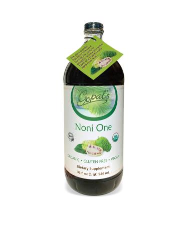 Gopals Noni One 100% Pure Organic Noni Juice - 32oz Glass Bottle | Gluten-Free & Vegan Superfruit Liquid | 30,000mg of Noni Juice Per Serving | Vitamin and Antioxidant Rich - Buy Online on GoSupps.com