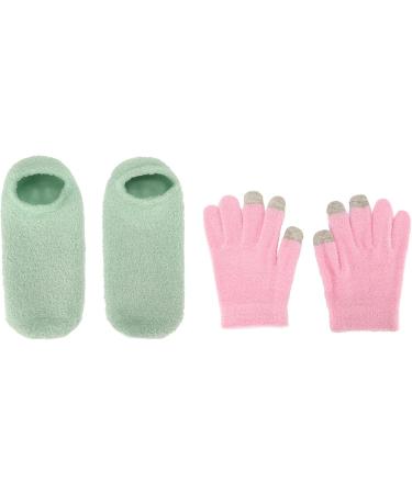 Qukaim Hydrating Gel Gloves Socks Hydrating Green Moisturizing Gel Socks & Pink Gel Gloves Set for Touch Screen Reusable Softening Repair of Dry Skin Care for Hands and Feet - Buy Online on GoSupps.com