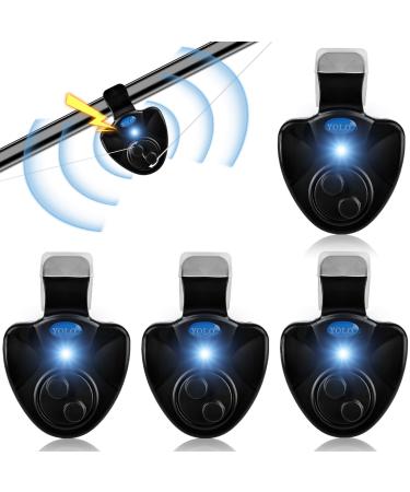 Bite indicators fishing 4 pieces electronic bite indicators fishing swingers bite indicator with LED fluorescent pointers sensitive vibration on the rod fishing smell equipment of fisherman fishing device device