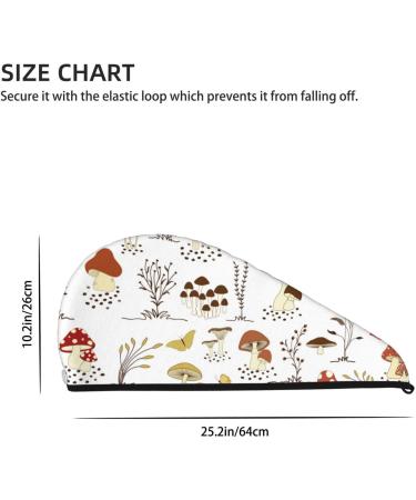 Buy Microfiber Hair Drying Cap - Mushrooms & Butterflies Design | Soft Absorbent Quick Drying Towel Wrap for Curly Long & Thick Hair - Buy Online on GoSupps.com