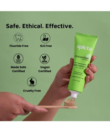 Toothpaste Cucumber Mint with Himalayan Pink Salt | Fluoride Free SLS & Paraben Free | Teeth Remineralization & Fresh Breath (3.5 Oz - Buy Online on GoSupps.com