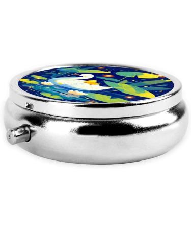 Portable Duckling and Mother Metal Pill Box | Round Mini 3-Compartment | Ideal for Small Pills | Travel-Friendly Design | Black - Buy Online on GoSupps.com