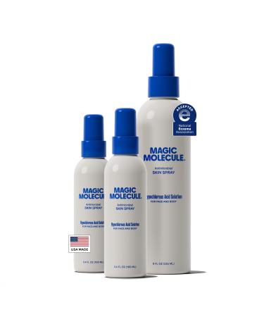 Magic Molecule Hypochlorous Acid Spray Soothing Facial Mist for Redness & Irritated Skin Cleansing & Purifying Everything Home & Travel Bundle (1x 8oz + 2x 3.4oz) 4.93 Fl Oz (Pack of 3)