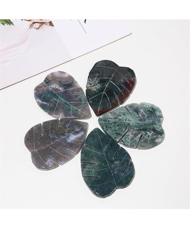 Natural Crystal Rough 1PC Natural Crystal Leaves Carving Moss Agate Family Decoration Sculpture Health Green Gem Gift DIY Pendant Gem - Buy Online on GoSupps.com