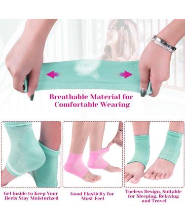 Shynek Moisturizing Gel Heel Socks - 3 Pairs Spa Lotion Toeless Socks for Women - Foot Care for Dry Cracked Feet - Grey Pink Blue - Buy Online on GoSupps.com