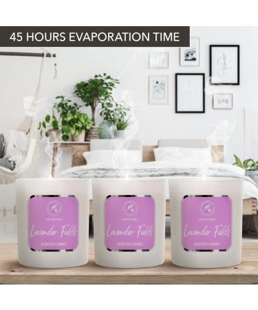 Aroma Candle Lavender - 3x100g Natural Lavender Oil Fragrance - Aromatherapy Candle for Home - Ideal Gift for Birthday & Christmas - Buy Online on GoSupps.com