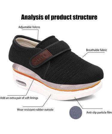 ALASON Women's Extra Wide Diabetic Edema Shoes - Breathable Mesh Support for Swollen Feet, Elderly Men - Black, Size 9 (Wide) - Buy Online on GoSupps.com