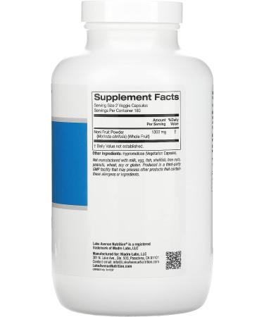 Organic Noni Fruit Powder 360 Capsules by Lake Avenue Nutrition - Buy Online on GoSupps.com