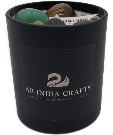 Handmade 7 Chakra Gemstone Sandalwood Scented Candle - 220g Soy Wax in Glass Jar | Harmony & Love for Meditation - International Shipping Available - Buy Online on GoSupps.com
