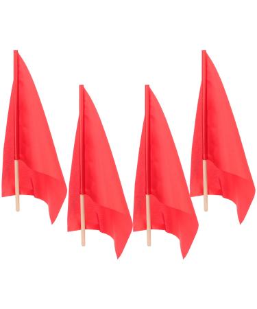 Gadpiparty Sports Referee Flags with Wood Pole 4pcs Hand Signal Flag Track and Field Sports Training Flag for Soccer Volleyball Football Red