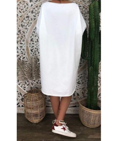 Bigfanshu Womens t-Shirts for Teen Girls Fashion Winter Casual Long Sleeve O-Neck Letter Print Loose Beach Dress White - Buy Online on GoSupps.com