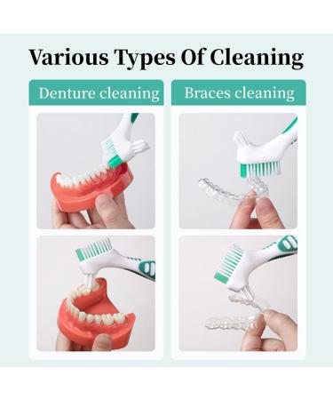Prosthesis Cleaning Brush Set - 4 Durable Brushes & Portable Toothbrush Box for Denture Care - Buy Online on GoSupps.com