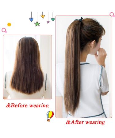 Long Straight Synthetic Ponytail - Heat-Resistant Clip-In Hair Extension for Women | Black/Brown | 55cm - Buy Online on GoSupps.com