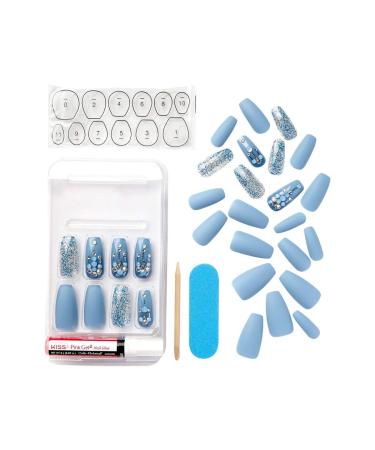 KISS Masterpiece Luxe Mani Long Length Acrylic Fake Nails - Cruise Party Style with Pink Gel Glue - Manicure Kit with 30 False Nails and Accents - Buy Online on GoSupps.com
