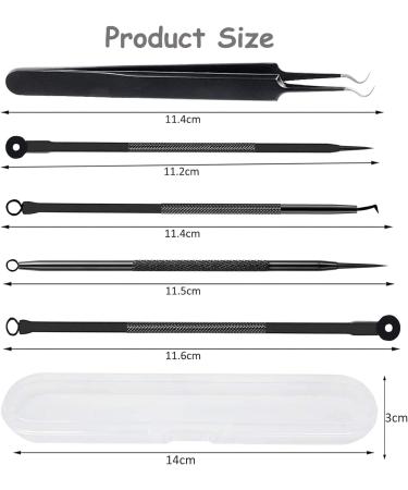 Blackhead Remover Extractor Kit Professional Blackhead Stainless Steel Blackhead Remover for Blackhead Removal for Skin Acne and Pustules 4-Pin+Curved Clip Gift Box Black - Buy Online on GoSupps.com