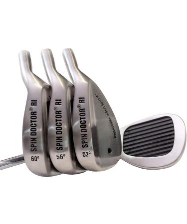 Spin Doctor RI Golf Wedge with The Replaceable Insert System | Steel Wedge | New 52 Pitching Wedge, 56 Sand Wedge, 60 Lob Wedge - Reverse Groove and Titanium Inserts - Right Hand (Set of 3) 3Clubs - Set Left