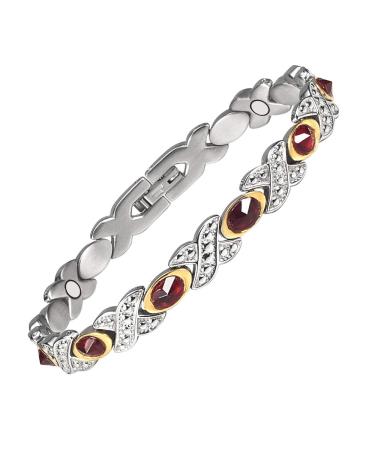 Woman Jewelry Jewelry Magnetic Bracelet Stainless Steel Red Crystal Stainless Steel