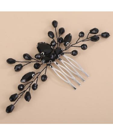 Chargances Bridal Black Crystal Teardrop Hair Comb Wedding Rhinestone Hair Side Comb Fashion Handmade Hair Accessories for Prom Flower Girl Headpieces - Buy Online on GoSupps.com
