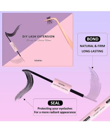 VEYES INC Individual Wispy Lash Clusters Kit - DIY Eyelash Extensions with Tweezer, Bond, and Seal - 12&14mm TP01 Cluster Lashes for Beginners - Buy Online on GoSupps.com