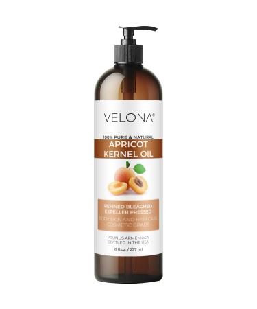 velona Apricot Kernel Oil 8 fl oz | 100% Pure and Natural Carrier Oil | Refined Expeller Pressed | Hair Body and Skin Care | Use Today - Enjoy Results 8 Fl Oz (Pack of 1)