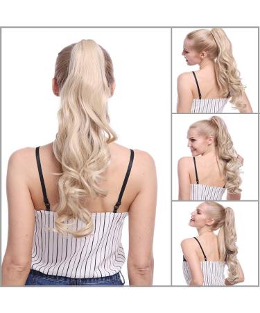 Silk-co 18inch Bleach Blond Long Curly Ponytail Extensions Claw on Synthetic Clip in Hairpiece Pony Tail Extension 18inch (Pack of 1) Bleach Blond - Buy Online on GoSupps.com