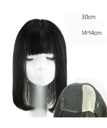12 Inch Straight Human Hair Crown Topper Clip In Wig for Women - Stylish Bangs & Easy Wear - Buy Online on GoSupps.com