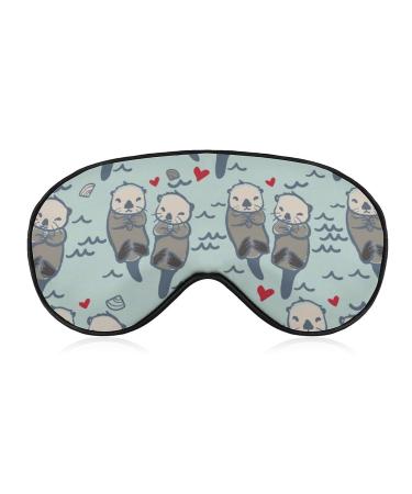 Cute Lovely Otters in The Sea Sleep Masks Eye Cover Blackout with Adjustable Elastic Strap Night Blindfold for Women Men Yoga Travel Nap