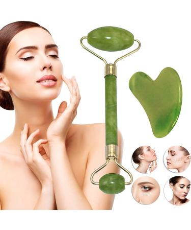 Jade Roller and Sha Relaxing Guasha Tool for Face - Face Massager Facial Beauty Tools Face Roller Muscle Relaxing Natural Stone Facial Massager Skin Roller Set Fovolat - Buy Online on GoSupps.com