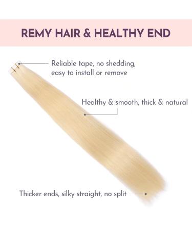 Maxfull Bleach Blonde Remy Human Tape In Hair Extensions - 16 Inch, 50g (20pcs) - Ideal for Thin Fine Hair - Buy Online on GoSupps.com