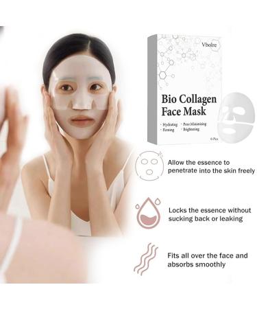 Bio Collagen Face Mask - Korean Deep Hydration Anti-Wrinkle Sheet Masks (6 Sheets) for Glowing Skin | Pure Collagen Overnight Treatment - Buy Online on GoSupps.com