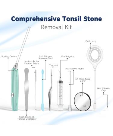 Tonsil Stone Remover Kit - LED Guide Light 5X Mirror & Adjustable Silicone Spoon for Effective Removal - Buy Online on GoSupps.com