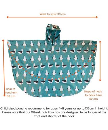 BundleBean Kids Wheelchair Poncho - Waterproof Rain Poncho for Ages 4-11 Years - Universal Fit with Peaked Hood - Grey Elephant - Buy Online on GoSupps.com